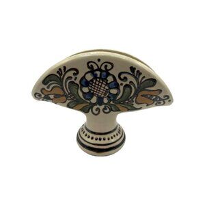 Korond Folk Art Clay Napkin Holder Romania Art Pottery Floral Hand Painted FLAW